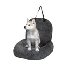 Autostoel Hond Achterbank - Grijs - Fluffy - 70 x 60 x 50 cm - Hondenmand Met Veiligheidsriempje Voor In De Auto - Automand Hond - Hondenstoel voor Grote Honden