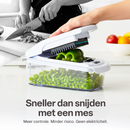 Chefino Verto - Groentesnijder Set met Opvangbak – Mandoline Snijder – Groentehakker – Blokjessnijder – Julienne Snijder – RVS Messen – Groente Chopper met 8 Snijbladen – Keukensnijder