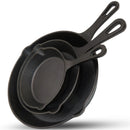 Chefino Gietijzeren Pannenset – 3-delige Skillet Set – Pannenset Inductie – Gietijzeren Pan voor BBQ, Oven en Fornuis – PFAS-vrij en Krasbestendig