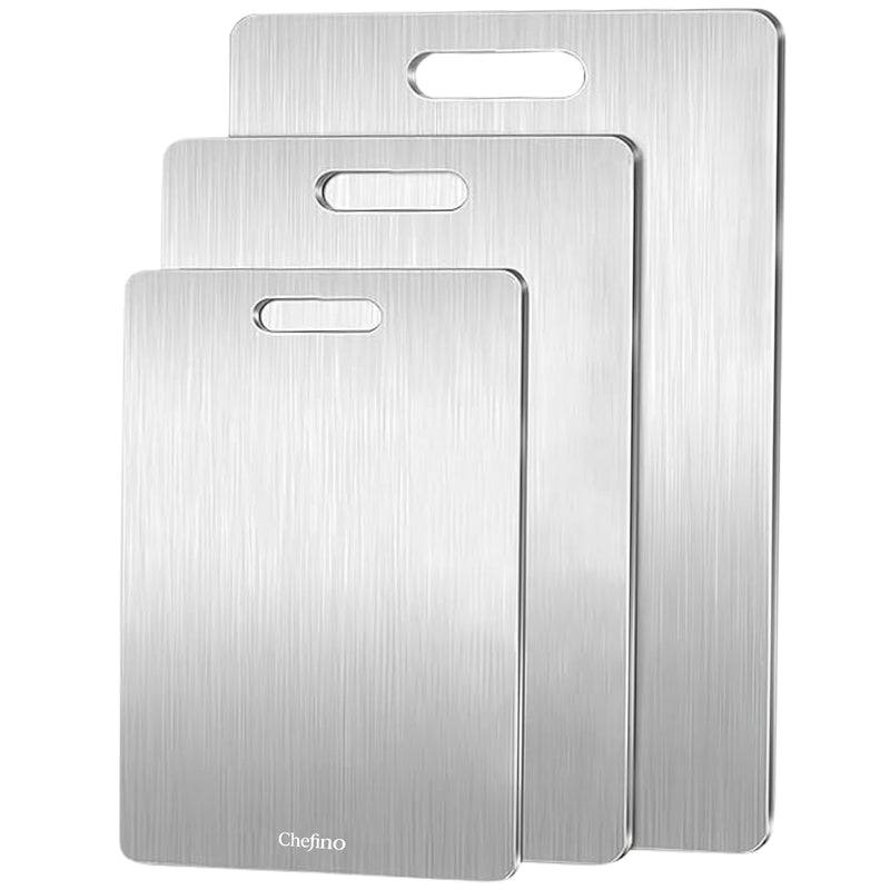 Chefino Titanium Snijplanken Set 3-delig – Antibacterieel Titanium Snijplank – Krasvast, Microplasticvrij & Vaatwasserbestendig – Duurzame Snijplanken voor Groente, Vlees & Vis