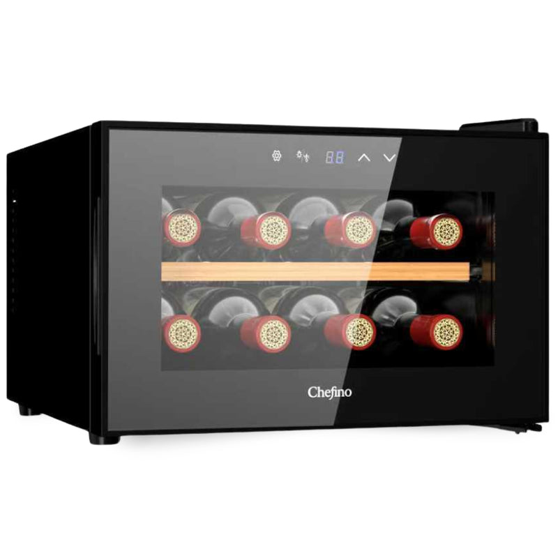 Wijnkoelkast - Wijn Klimaatkast voor 8 Flessen - Zwart - Instelbare Temperatuur van 5°C tot 18°C - Wijnkoelkast Liggend - Liggende Wijnkoeler