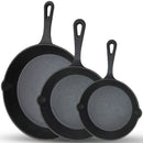Chefino Gietijzeren Pannenset – 3-delige Skillet Set – Pannenset Inductie – Gietijzeren Pan voor BBQ, Oven en Fornuis – PFAS-vrij en Krasbestendig