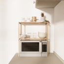 FixWood 2-laags Ovenrek – Keukenrek van Hout en Kunststof – Magnetron Rek – 58x34x63 cm – Multifunctioneel Opslagrek – Extra Werk- & Opbergruimte