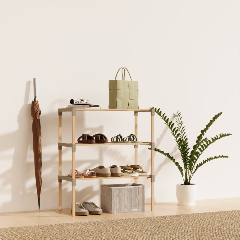 Schoenenrek 2 Lagen – Beige - Compact Houten Schoenenkast – Ruimtebesparend Schoenenrek voor 6+ Paar – Duurzaam & Modern Design – 51 x 23 x 39 cm