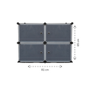 Schoenenkast – 4 Vakken – 81 x 65 cm – Stijlvol & Ruimtebesparend – Kunststof Opbergkast met Deurtjes – Zwart/Grijs