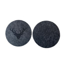 Untersetzer rund – Schwarz mit Geweih – 4 Stück – Filz – doppelseitig – Tischschutz – Untersetzer für Gläser