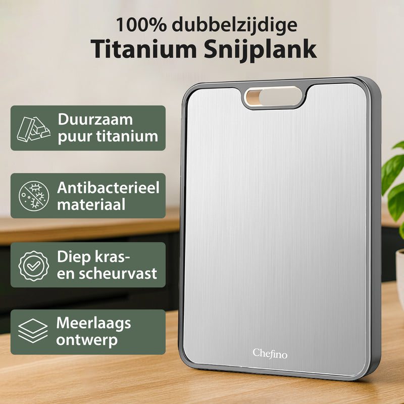 Dubbelzijdige Titanium Snijplank - 38 x 26 cm - Hygiënisch, Duurzaam & Onmisbaar in Elke Keuken