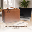 Luxe Laptoptas Organizer – Aktetas met Handvat – Documentenmap voor Laptop, Tablet & Accessoires – Zakelijke Opbergtas – Bruin