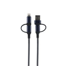 3-in-1 USB Kabel – 1 meter – Snelladen & Dataoverdracht – USB naar USB-C / Lightning – Nylon Gevlochten – Zwart