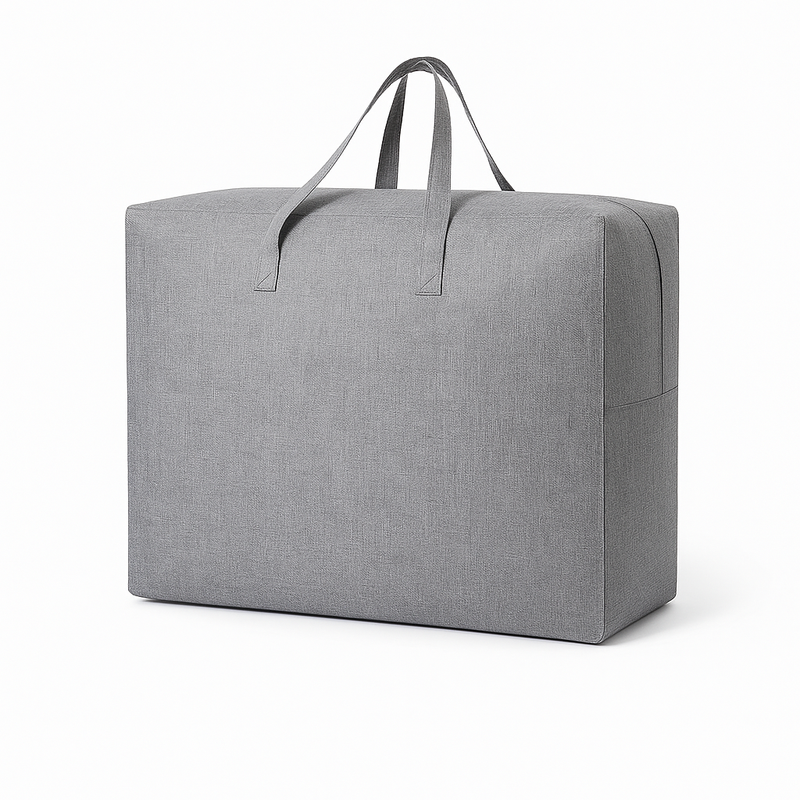 Opbergtas Groot 58x46x28 cm – Draagbare Opbergzak met Handvat – Opbergbox voor Kleding, Dekens & Textiel – Vouwbaar & Ademend – Grijs