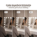 Hollywood Spiegel met Verlichting – Make-up Spiegel met LED Lampen – Dimmbaar & Touchbediening – Tafelmodel & Wandmontage – Kaptafel Spiegel met Verlichting – 58 x 48 cm – Wit