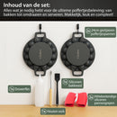 Chefino 2-delige gietijzeren poffertjespan set – 38 poffertjes tegelijk – inclusief doseerfles, vork, bakkwast en siliconen handgrepen – geschikt voor alle warmtebronnen (gas, inductie, oven, keramisch, elektrisch)
