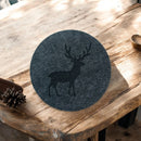 Untersetzer rund – Schwarz mit Elch – 4 Stück – Filz – doppelseitig – Tischschutz – Untersetzer für Gläser