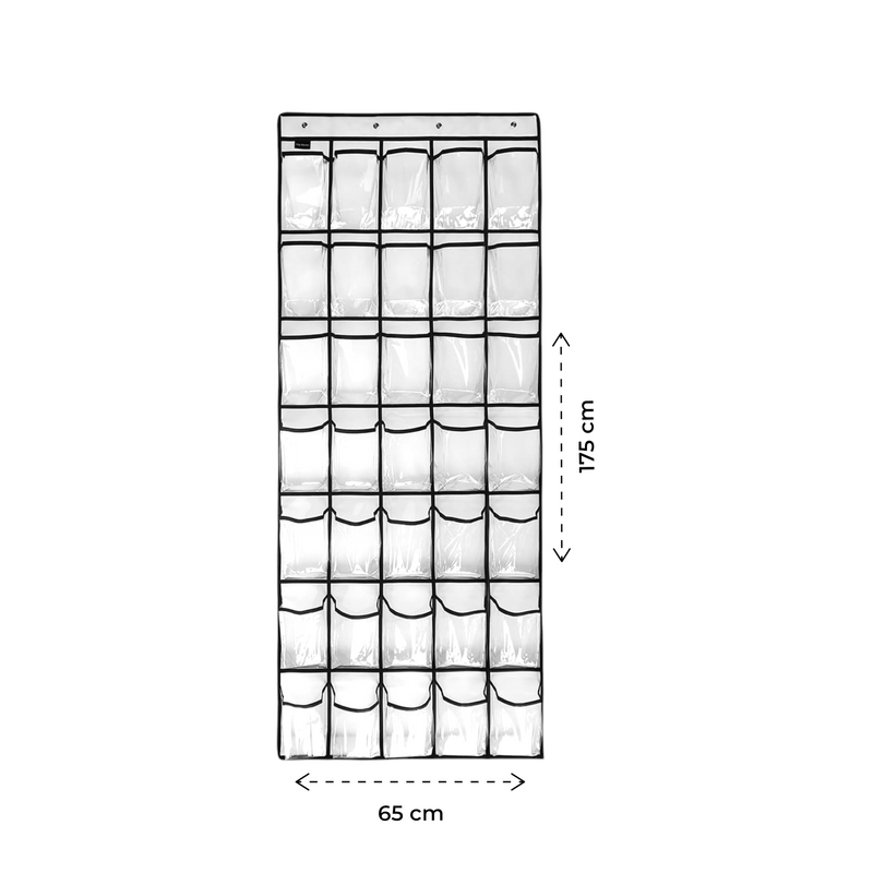 Schoenenkast Hangend - Schoenenzak 35 vakken - Opbergen van Schoenen aan Deur - Schoenenzak Wit/Zwart - Oplossing voor rondslingerende schoenen - Hoogwaardige Schoenenkast