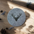 Untersetzer rund – Grau mit Elch – 4 Stück – Filz – doppelseitig – Tischschutz – Untersetzer für Gläser