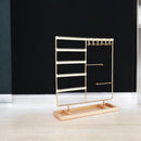 Sieradenhouder - 35 x 30 x 9,5 cm - Goudkleurig - Oorbellenrekje - Display - Hout en Metaal - Oorbellenhouder