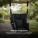 Hangstoel met Kussen – Hangende Stoel voor Binnen en Buiten – Inclusief Ophangset – Belastbaar tot 125 kg – Katoenen Hangstoel voor Tuin, Balkon, Slaapkamer & Balkon – Zwart