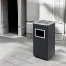 Aschenbecher für den Außenbereich – Schwarz mit Edelstahl – 31 cm x 25 cm x 61 cm – Bodenaschenbecher – Außenaschenbecher groß – Raucherstange – Aschenbecher – Standaschenbecher mit Edelstahl-Abfallbehälter