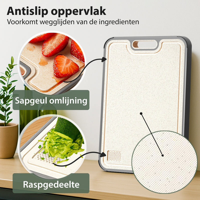 Dubbelzijdige Titanium Snijplank - 38 x 26 cm - Hygiënisch, Duurzaam & Onmisbaar in Elke Keuken