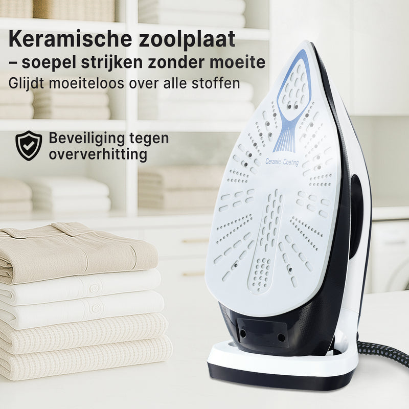 Carewat Stoomstrijkijzer met Stoomgenerator - Wit - 2200W - 1.5L Uitneembare Watertank - 100 g/min Stoomproductie - Keramische Zoolplaat - 3.0 Bar Stoomdruk - Anti-Oververhitting - Geschikt voor alle stoffen