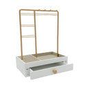 Sieradenhouder met Lade - Goudkleurig - Oorbellenrekje - Display - Hout en Metaal - Oorbellenhouder - Oorbellenrekje