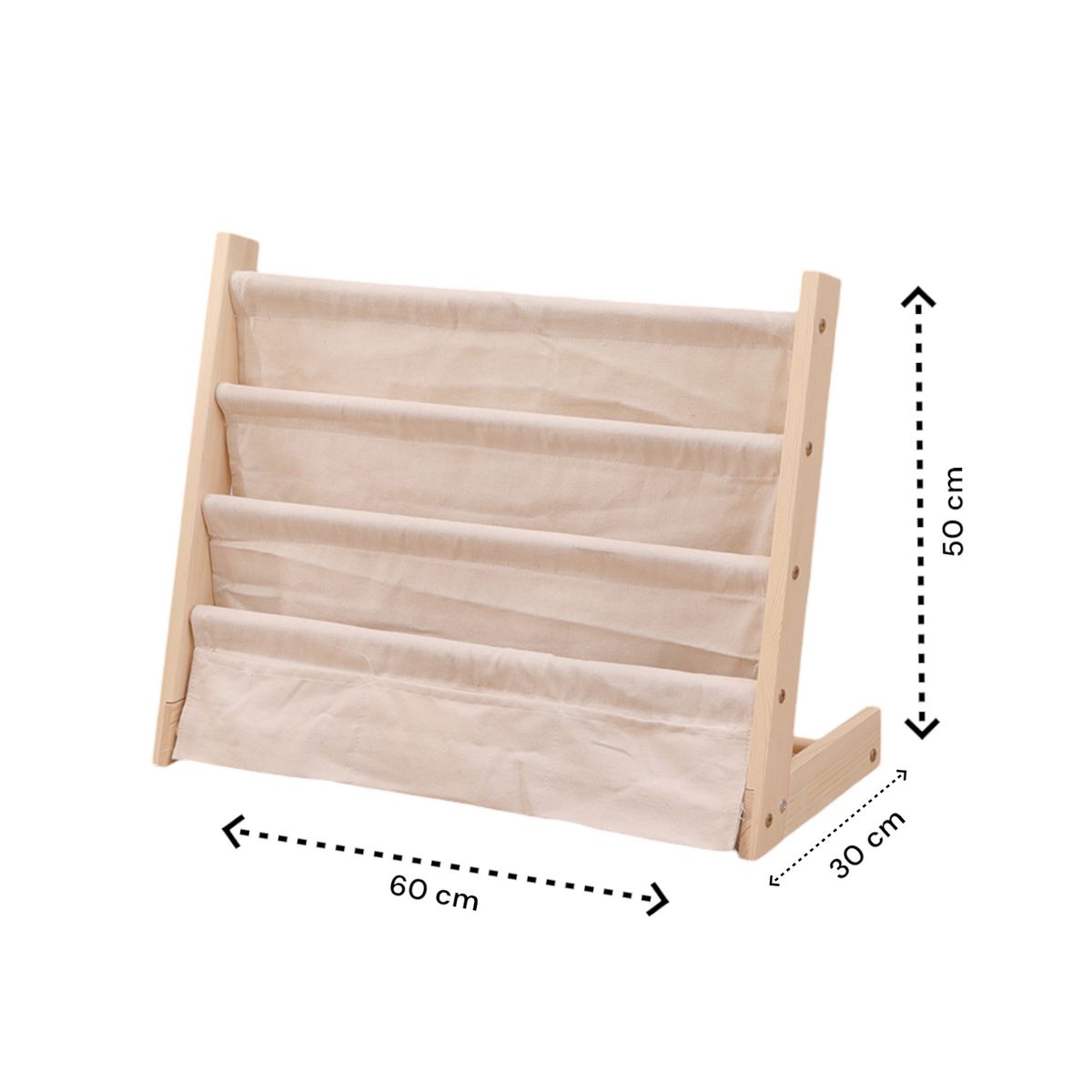 Kinderboekenkast - 60 x 50 x 30 cm - Bruin - Hout met Linnen - Kinderb