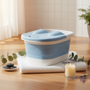 Voetbad Inklapbaar - Wit/Blauw - 44 x 33 x 21,5 CM - Voetenbad Opvouwbaar - Massagebad - Ontspanning