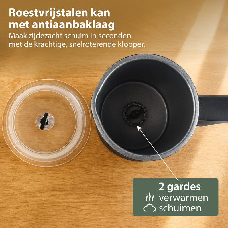 Melkopschuimer Elektrisch – Zwart – 4 Programma’s – Melkverwarmer en Melkklopper Electrisch – Perfect voor Cappuccino, Latte Macchiato en Chocomel