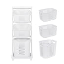 Wäschekorb 3 Fächer – Weiß – Wäschekorb mit Rollen – Wäschesortierer mit drei Fächern – Wäschekorb aus Kunststoff