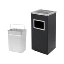 Aschenbecher für den Außenbereich – Schwarz mit Edelstahl – 31 cm x 25 cm x 61 cm – Bodenaschenbecher – Außenaschenbecher groß – Raucherstange – Aschenbecher – Standaschenbecher mit Edelstahl-Abfallbehälter