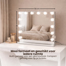 Hollywood Spiegel met Verlichting – Make-up Spiegel met LED Lampen – Dimmbaar & Touchbediening – Tafelmodel & Wandmontage – Kaptafel Spiegel met Verlichting – 58 x 48 cm – Wit
