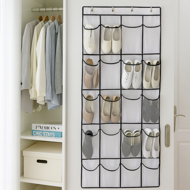 Schoenenkast Hangend - Schoenenzak 35 vakken - Opbergen van Schoenen aan Deur - Schoenenzak Wit - Oplossing voor rondslingerende schoenen - Hoogwaardige Schoenenkast