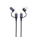 3-in-1 USB Kabel – 1 meter – Snelladen & Dataoverdracht – USB naar USB-C / Lightning – Nylon Gevlochten – Zwart