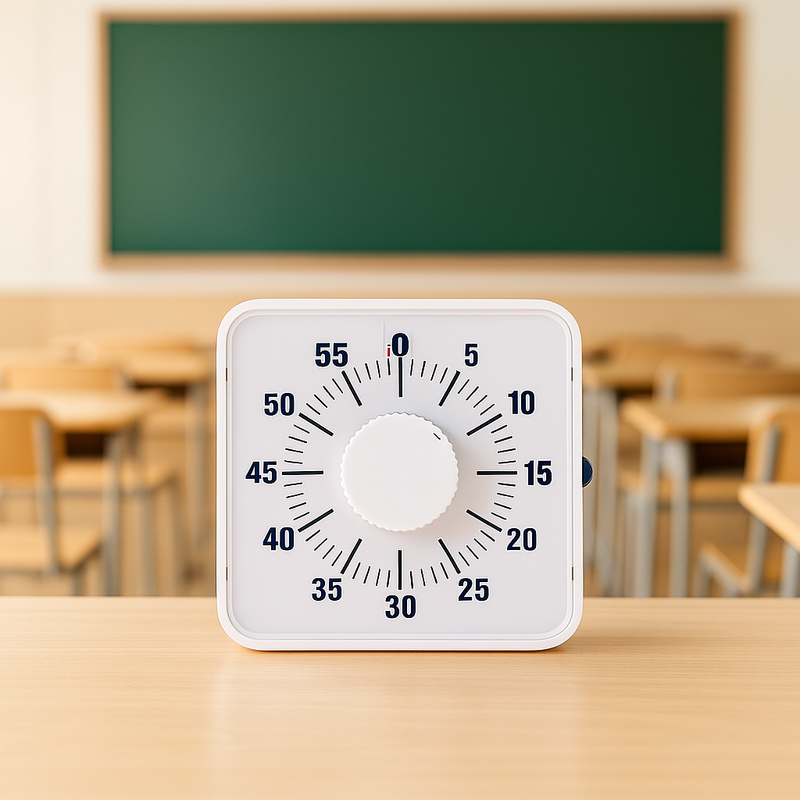 Leerklok 19 x 19 cm - Witte Timer voor Kinderen - Aftelklok voor Educatief Gebruik