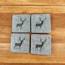 Untersetzer - Grau mit Elch - 4 Stück - Filz - Doppelseitig - Tischschutz - Untersetzer für Gläser