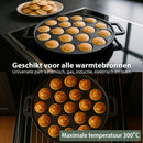 Chefino Poffertjespan Gietijzer 24 cm – 19 Poffertjes Tegelijk – Geschikt voor Gas, Inductie, Keramisch en Oven – BPA-vrij, Anti-aanbaklaag