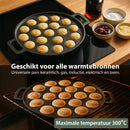 Chefino 2-delige gietijzeren poffertjespan set – 38 poffertjes tegelijk – inclusief doseerfles, vork, bakkwast en siliconen handgrepen – geschikt voor alle warmtebronnen (gas, inductie, oven, keramisch, elektrisch)