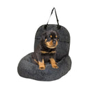 Autostoel Hond Achterbank - Grijs - Fluffy - 70 x 60 x 50 cm - Hondenmand Met Veiligheidsriempje Voor In De Auto - Automand Hond - Hondenstoel voor Grote Honden