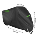 Motorhoes - Waterafstotend - 245 x 125 cm - Zwart met Groene Reflectie - Motorhoes Waterafstotend Buiten - Motorhoes