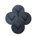 Untersetzer rund – Schwarz mit Geweih – 4 Stück – Filz – doppelseitig – Tischschutz – Untersetzer für Gläser