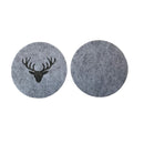 Untersetzer rund – Grau mit Elch – 4 Stück – Filz – doppelseitig – Tischschutz – Untersetzer für Gläser