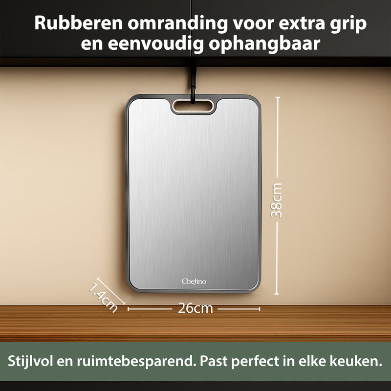 Dubbelzijdige Titanium Snijplank - 38 x 26 cm - Hygiënisch, Duurzaam & Onmisbaar in Elke Keuken