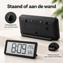 Digitale Wandklok met Thermometer & Hygrometer – Grote LCD Klok – Temperatuur- en Luchtvochtigheidsmeter – Tafelklok & W