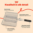 Grillmand BBQ – RVS Barbecue Grillmand met Deksel – 31 x 24,2 cm – Met 2 Uitneembare Verdelers – Afneembaar Handvat – Vo