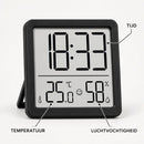 Digitale Thermometer Hygrometer met Klok – Binnen Thermometer – Luchtvochtigheidsmeter – Groot LCD Display – Temperatuur