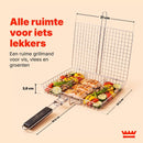Grillmand BBQ – RVS Barbecue Grillmand met Deksel – 31 x 24,2 cm – Met 2 Uitneembare Verdelers – Afneembaar Handvat – Vo