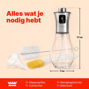 Oliespray 200 ml – Olieverstuiver voor Koken, Airfryer & BBQ – Fijne Verneveling – Glazen Oliespuit – RVS Drukknop – Inc