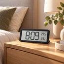Digitale Wandklok met Thermometer & Hygrometer – Grote LCD Klok – Temperatuur- en Luchtvochtigheidsmeter – Tafelklok & W