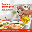 Oliespray 200 ml – Olieverstuiver voor Koken, Airfryer & BBQ – Fijne Verneveling – Glazen Oliespuit – RVS Drukknop – Inc