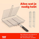 Grillmand BBQ – RVS Barbecue Grillmand met Deksel – 31 x 24,2 cm – Met 2 Uitneembare Verdelers – Afneembaar Handvat – Vo